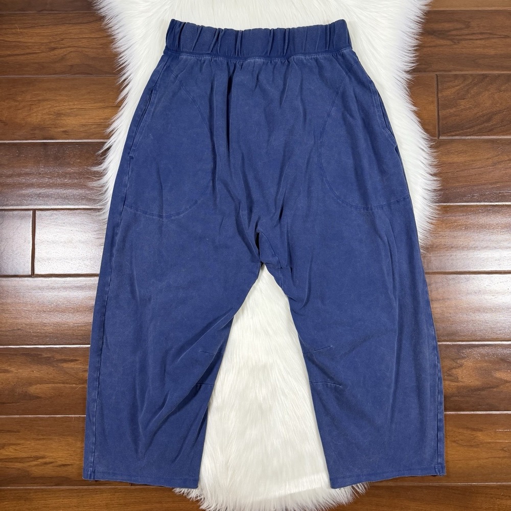 Free People Size Small Blue Hot Shot Relaxed Harem Drop Crotch Pull On Pants